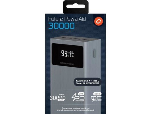 Внешний аккумулятор QUMO Future PowerAid 30000mAh PD20W + QC22,5W (FPA-30C-S1)